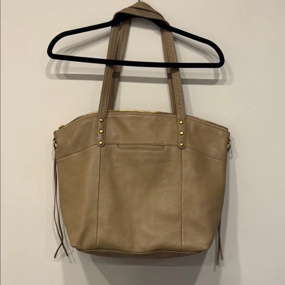 HOBO Tan Leather Tote with Fringe Details - Picture 6 of 7